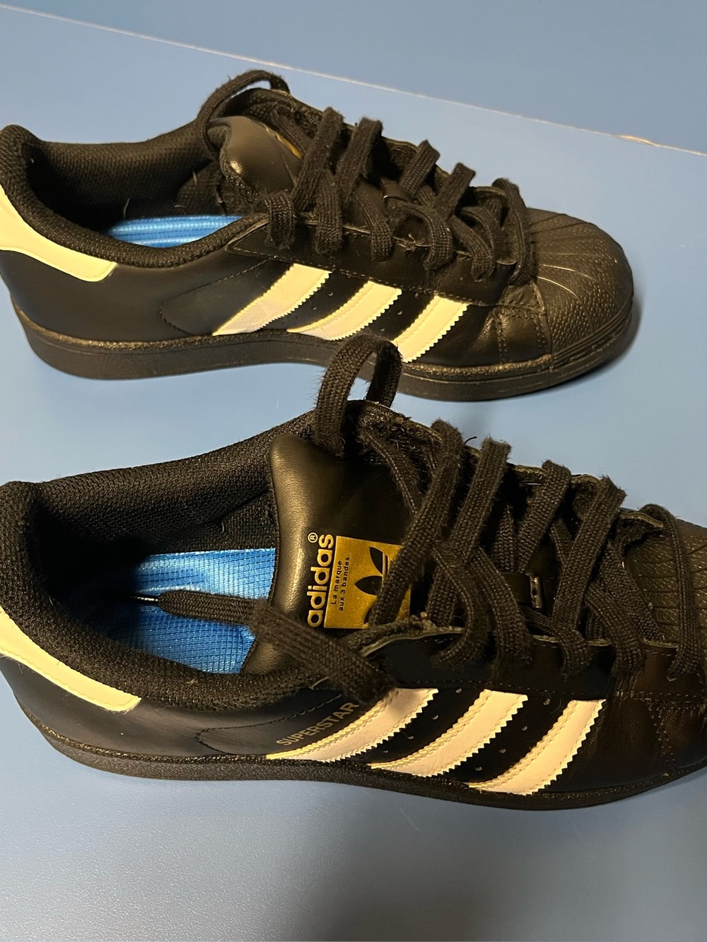 Adidas Big Kids Black Sneakers with White Stripes - Superstar Authentic